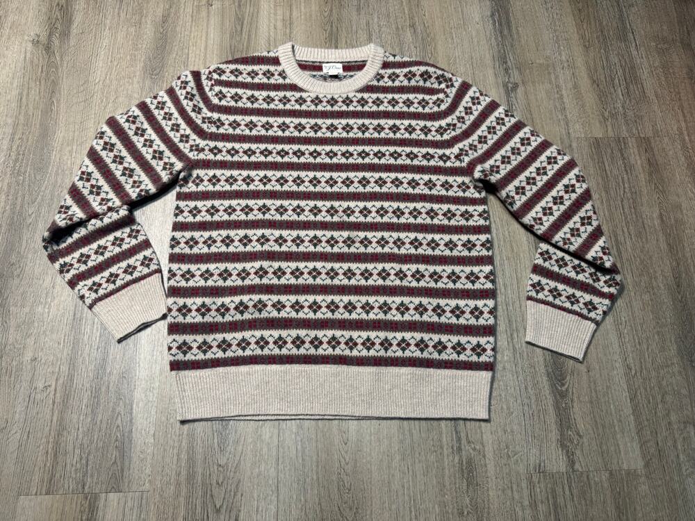 Knit for J.Crew Men's Multicolor Patterned Wool Sweater